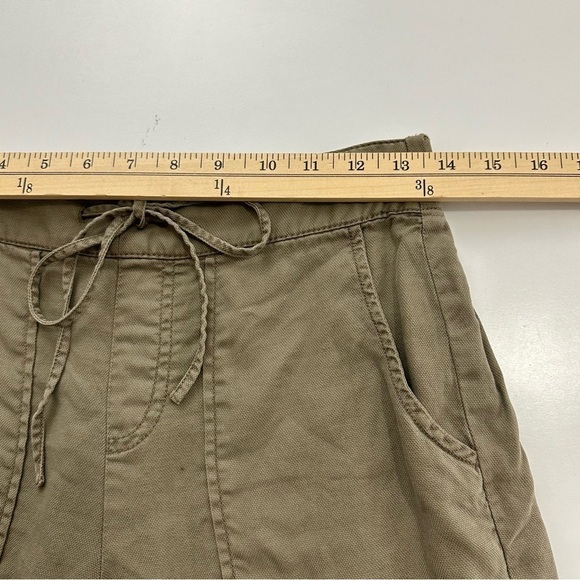 OAT Women's Sz XS 100% Lyocell Drawstring High-Waisted Casual Shorts Olive Green - Picture 6 of 9